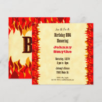 Red Flames Editable BBQ Cookout Square Invitation