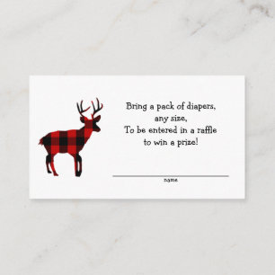 Red Flannel Buck diaper raffle tickets Enclosure Card