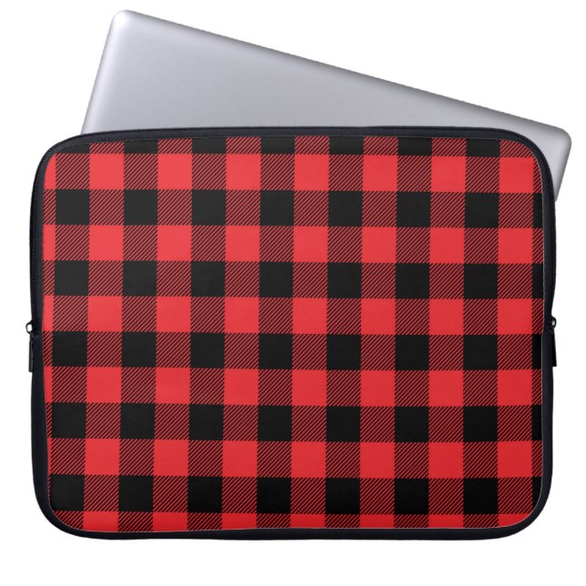 Red Flannel Buffalo Check Pattern Laptop Sleeve (Front)