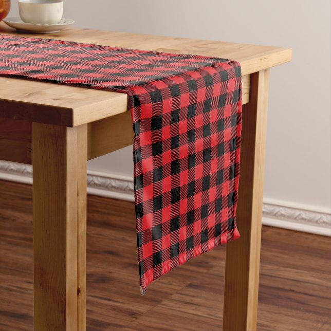 Red Flannel Buffalo Check Pattern Medium Table Runner (In Situ)