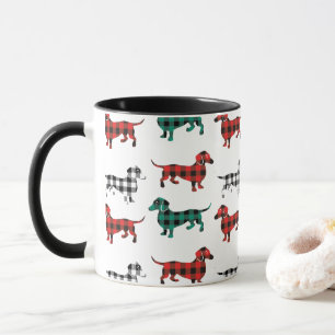 Red Flannel Christmas Dachshunds Mug
