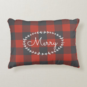 Red Flannel Holiday Decorative Cushion