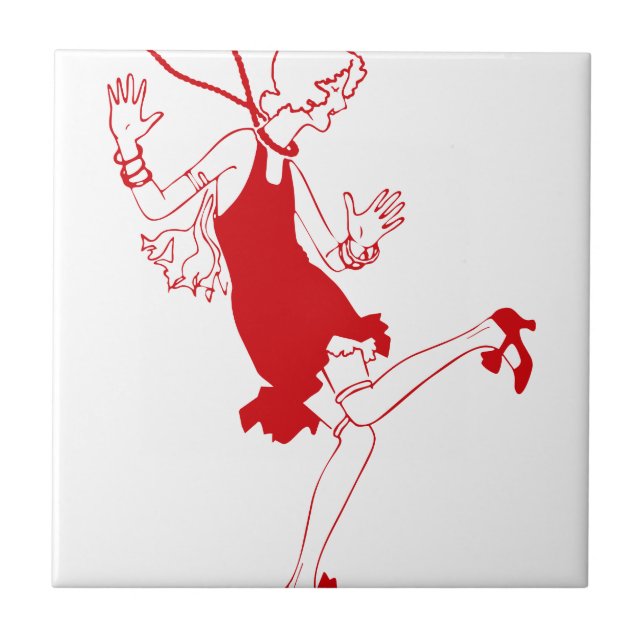 red flapper girl ceramic tile (Front)