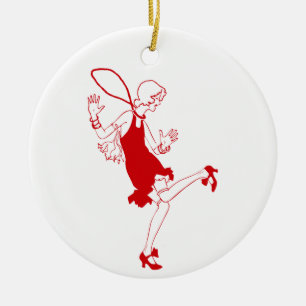 red flapper girl ceramic tree decoration