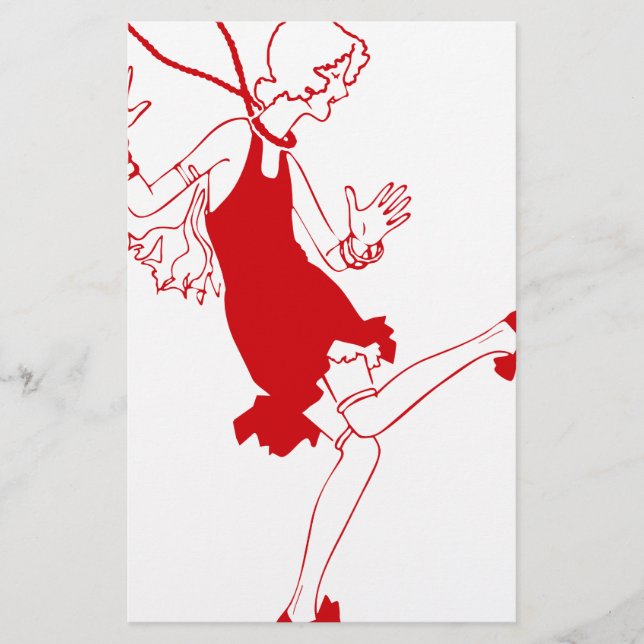 red flapper girl stationery (Front)