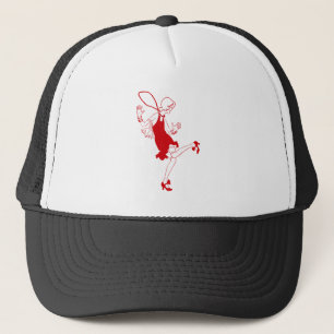 red flapper girl trucker hat