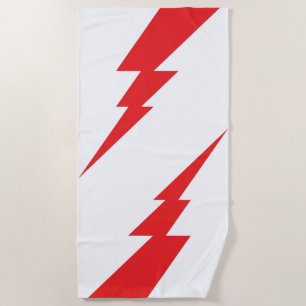 Red Flash Lightning Bolt Beach Towel