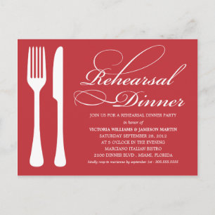 RED FLATWARE   REHEARSAL DINNER INVITE