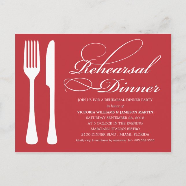 RED FLATWARE | REHEARSAL DINNER INVITE (Front)