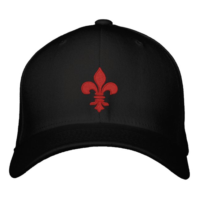 Red Fleur de Lis Embroidered Hat (Front)
