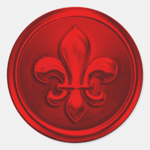 Red Fleur de Lis Envelope Seal Embossed Look