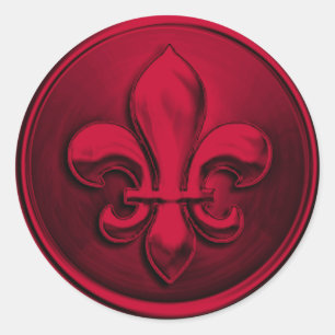 Red Fleur de Lis Envelope Seal Embossed Look