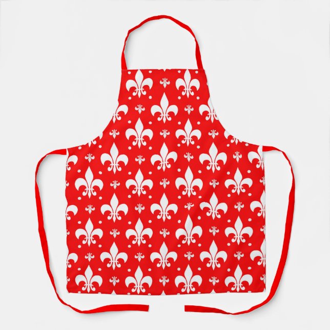 Red Fleur-de-lis Pattern Design  Apron (Front)