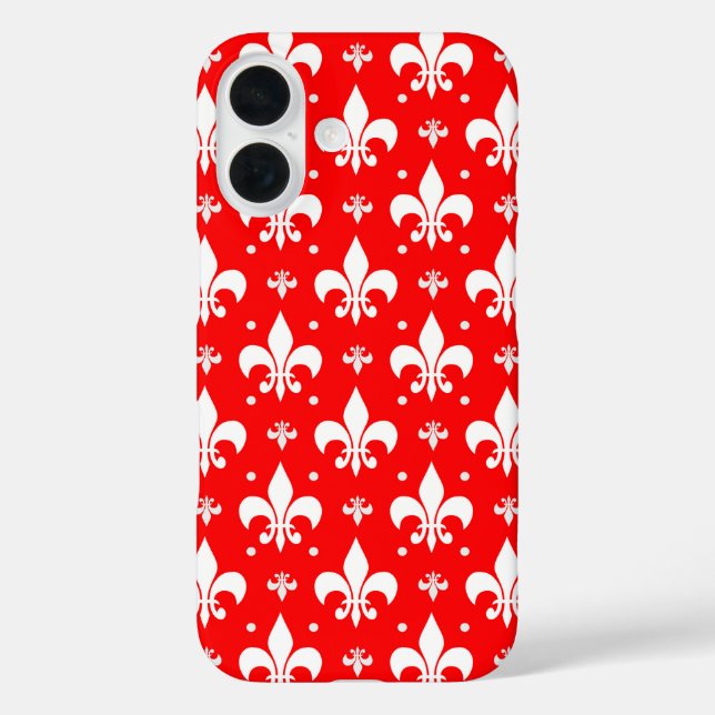 Red Fleur-de-lis Pattern Design  Case-Mate iPhone Case (Back)