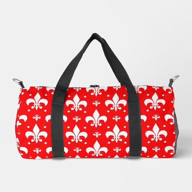 Red Fleur-de-lis Pattern Design  Duffle Bag (Front)