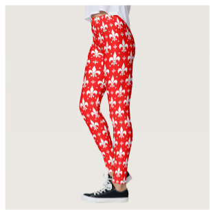 Red Fleur-de-lis Pattern Design Leggings