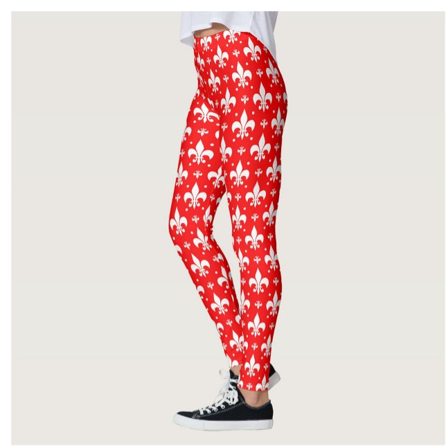 Red Fleur-de-lis Pattern Design  Leggings (Creator Uploaded)