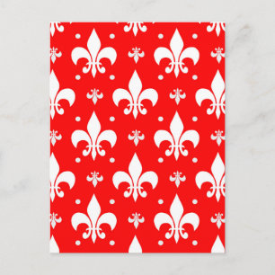 Red Fleur-de-lis Pattern Design  Postcard