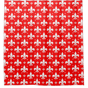Red Fleur-de-lis Pattern Design Shower Curtain