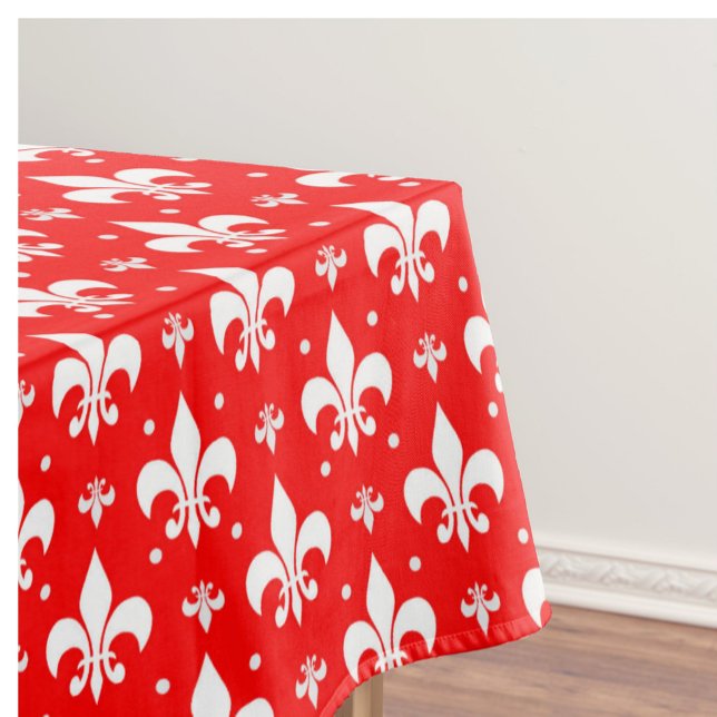 Red Fleur-de-lis Pattern Design  Tablecloth (Creator Uploaded)