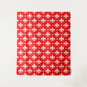 Red Fleur-de-lis Pattern Design Tapestry