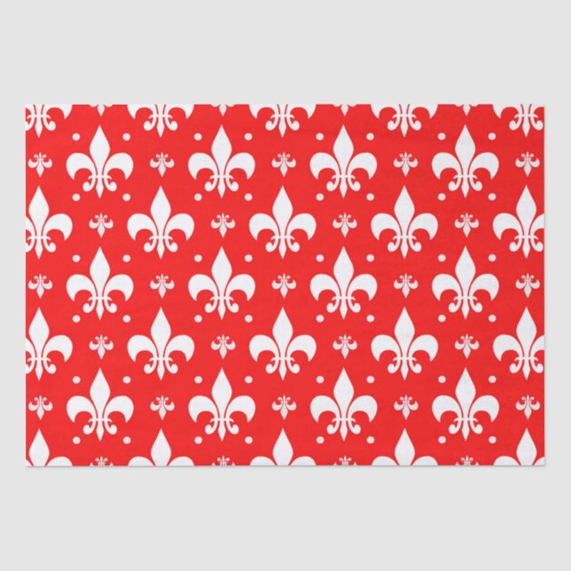 Red Fleur-de-lis Pattern Design  Tissue Paper (Front)
