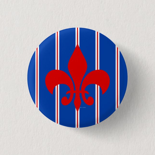 Red Fleur de Lis Striped Button (Front)