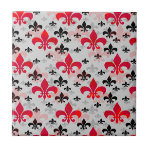 Red Fleur De Lis Surface Pattern Design Ceramic Tile