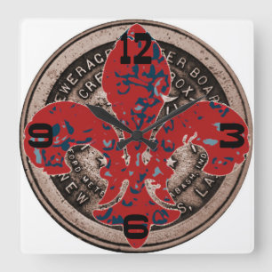 Red Fleur De Lis Water Metre Cover Clock Face