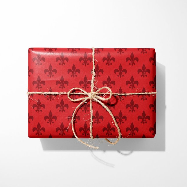 Red Fleur-de-Lis Wrapping Paper (Creator Uploaded)
