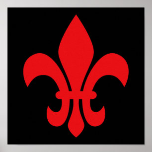 Red Fleur de Lys Poster