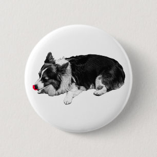 red flick cheer, corgi 6 cm round badge