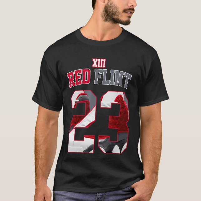 Red Flint 13s Tees To Match Sneaker Match Tees Num (Front)