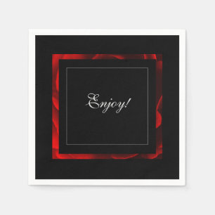 Red Floral Accent Modern Napkin
