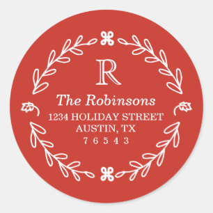 Red Floral Address Stickers