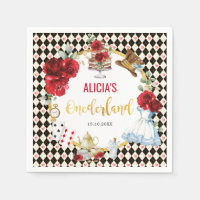 Red Floral Alice in Onederland Birthday Tea Party