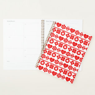 Red floral and heart pattern for Valentine's Day Planner