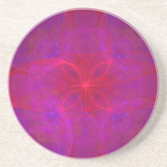 Red Floral and Purple Abstract Coaster (Front)