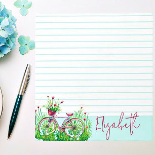 Red floral bicycle personalised notepad