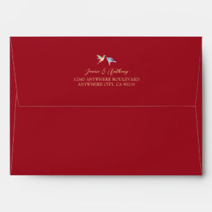 Red floral bird Chinese wedding Envelope