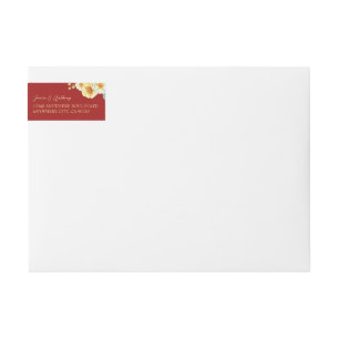 Red floral bird Chinese wedding return address Wrap Around Label