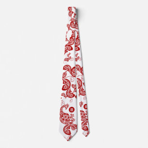 Red Floral Boho Peacock Elegant Eastern Chic Asian Tie