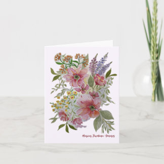 Red Floral Bouquet Note/Greeting Card