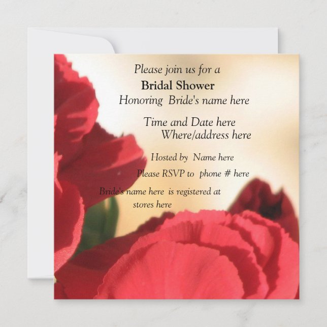 Red Floral Bridal Shower Invitation (Front)