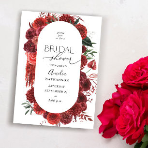 Red Floral Bridal Shower Invitation