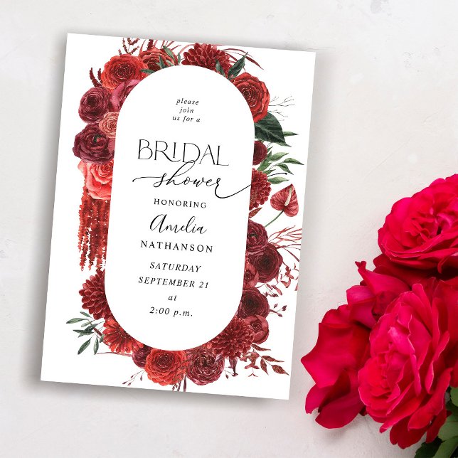 Red Floral Bridal Shower Invitation (Creator Uploaded)