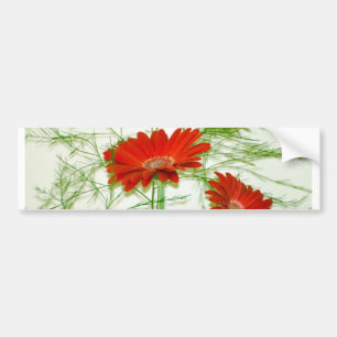 Red Floral Bumper Sticker