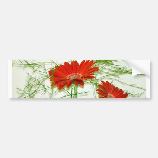 Red Floral Bumper Sticker (Front)