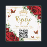 Red Floral Butterflies Quinceanera RSVP QR Code Enclosure Card<br><div class="desc">Elegant Red Floral Square QR Code RSVP Enclosure Cards. Personalise them easily and quickly, simply click the customise it further button to edit the texts, change fonts and fonts colours. Featuring beautiful watercolor red flowers, gold butterflies and a gold geometric frame. Matching items available in store. (c) Somerset Fine Paperie...</div>