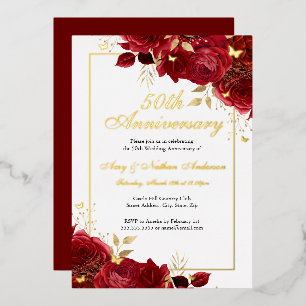 Red Floral Butterfly 50th Wedding Anniversary